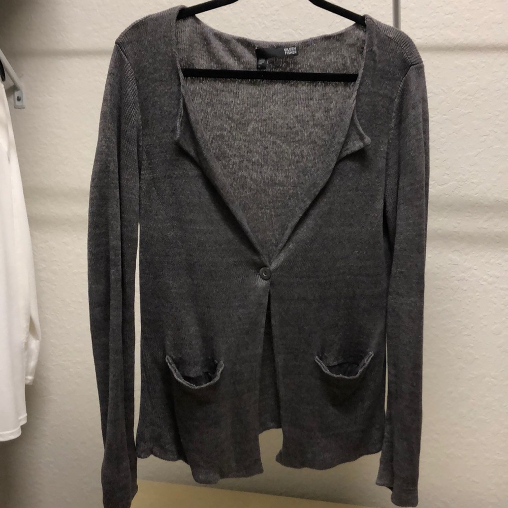 Eileen Fisher 100% Linen Blazer Sweater Sz M
